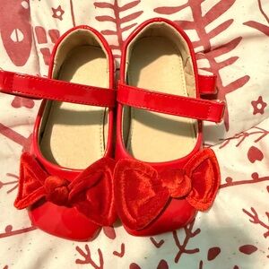 Girls Red Bow Mary Jane Shoes